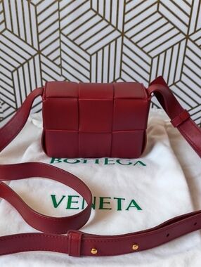 Bottega Veneta Dark Red Intrecciato Woven Leather Mini Crossbody